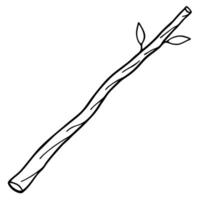 a wooden stick with a branch, illustration line art vector