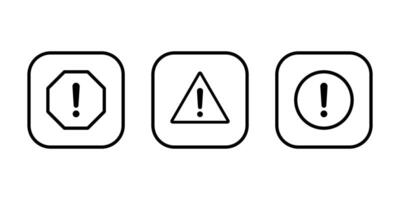 Risk, warning sign icon set on square line vector
