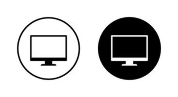 Computer monitor icon on black circle. PC screen sign symbol vector