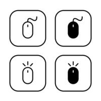 Computer mouse icon set on square line vector