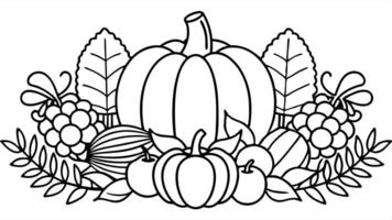 happy thanks giving poster design copy space without text, illustration line art vector