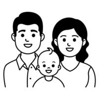 a simple black and white illustration of a happy family portrait the family consists of two vector
