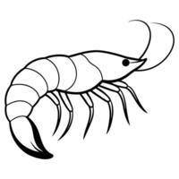 shrimp silhuaette design with white background, illustration line art vector