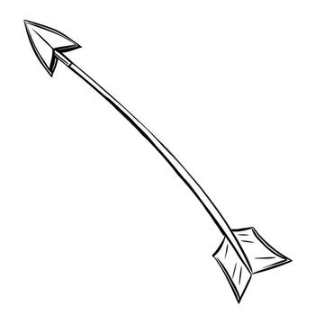 simple thin green colored lines down side direction curved arrow in flat style webdesign, vector