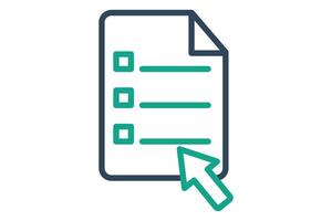 Exam icon. line icon style. paper with pointer. icon related to online course. education elements illustration vector