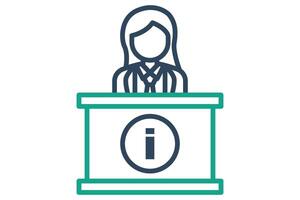 Information icon. line icon style. desk information. icon related to reception. hotel elements illustration vector