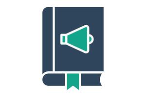 Audiobook icon. solid icon style. book with speaker. icon related to online course. education elements illustration vector
