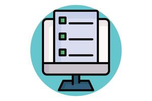 Registration colored outline icon. monitor with document. icon related to online course. education elements illustration vector