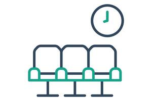 Lobby icon. line icon style. chair with clock. icon related to reception. hotel elements illustration vector