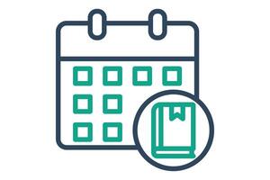 Class schedule icon. line icon style. calendar with book. icon related to online course. education elements illustration vector