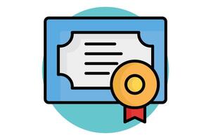 Certificate colored outline icon. online certificate. icon related to online course. education elements illustration vector