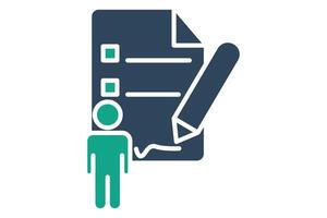 Assignment icon. solid icon style. document with pencil. icon related to online course. education elements illustration vector