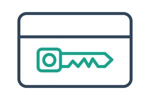Key card icon. line icon style. icon related to reception. hotel elements illustration vector