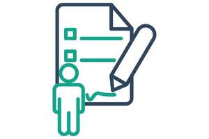 Assignment icon. line icon style. document with pencil. icon related to online course. education elements illustration vector