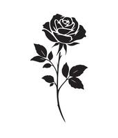 A beautyful rose silhouette icon, featuring smooth, flowing petals, a simple stem, and soft curves, all in minimalist lines that evoke elegance and charm for rose lover. vector