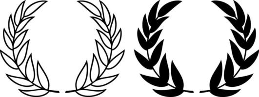 Laurel wreath set icon Eco collection Branch with leaf Frame Border vector