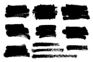 Black brush strock, grunge black paint stripe. Graphic element design with in splatter. vector