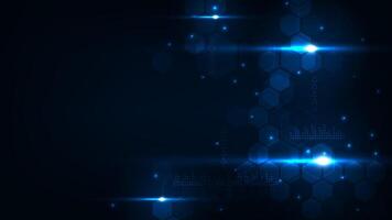 Technology abstract blue light with hexagones geometric bacground. vector