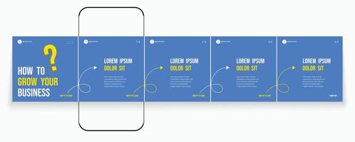Blue carousel banner or editable social media carousel post template set vector
