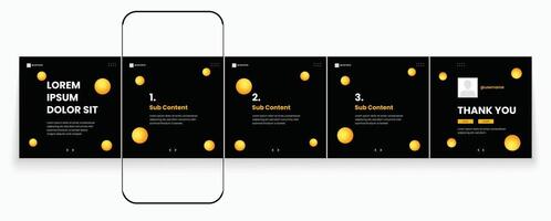 editable social media carousel post template set or microblog templates for social media posts. vector