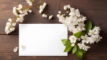 Elegant Vintage Blank Paper Card Mockup for Greeting Card Design photo