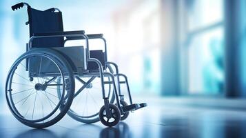 Modern Wheelchair Concept on Medical Background - 3D Illustration of Mobility Aid Device in Healthcare Setting photo