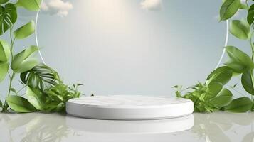 Elegant White Stone Podium Cosmetic Display Stand for Product Showcases photo