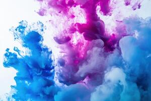 Colorful swirling clouds of blue and pink paint create a vibrant abstract display in art composition photo