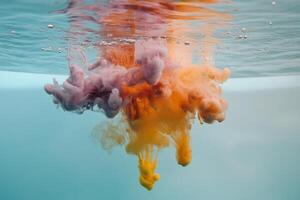 Colorful ink swirling underwater in a tranquil environment capturing a serene moment of art photo