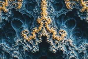Close-up of intricate blue and yellow textures in natural formations photo