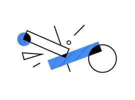Simple abstract composition for modern graphic poster design, line background, with minimal motion destroy art with black and white and blue elements vector