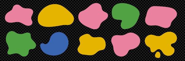 A kit of abstract simple rounded liquid blob shapes. Irregular random fluid design rounded elements. trendy illustration on transparent bg as a vector