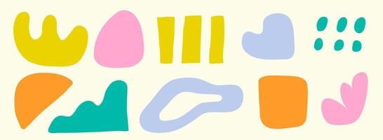 Set of abstract organic shapes. Childish design elements. Vary figures, kids simple cutout forms. vector