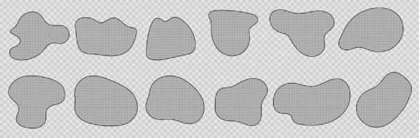 A set of abstract bounded rounded liquid blob shapes. contemporary illustration. Irregular design elements on trasparent background as a . vector