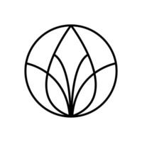 simple flower lotus logo line design. template elegant element in trendy linear style. abstract emblem for floral shops or studios, wedding florists, creators of custom floral arrangements vector