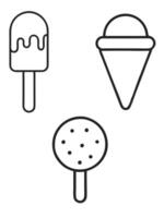 Black and White Ice Cream Icon Set for Coloring Books and Outline Designs vector