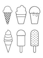 Minimalist Ice Cream Outline Icons for Coloring Books and Line Art Illustrations vector