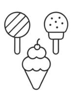 Clean Ice Cream Outline Icons in Black and White for Modern Coloring Books vector