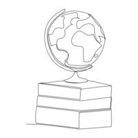 world globe on top of a stack of books International day of education oneline drawing vector
