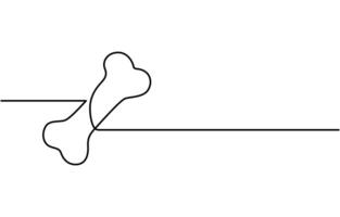 line art drawing of bone and dog feeder.one line drawing of bone on top of dog feeder.simple line illustration vector