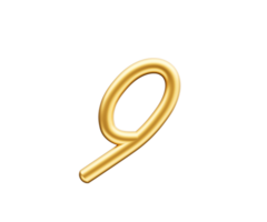 3d Golden Shiny Digit 9 Number Nine Rounded Inflatable Font 3d Illustration png
