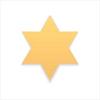 Realistic golden matte six pointed asterisk with shadow insignia award religious design vector