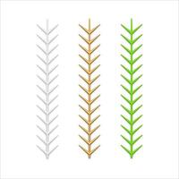 Collection realistic glossy vertical artificial pine branches sharp needles Christmas toy vector