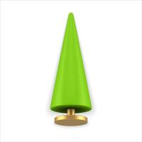 Glossy green realistic statuette Christmas tree cone shape on stand isometric 3d template vector