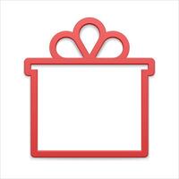 Classic red squared gift box with lid contoured frame realistic toy shape Christmas tree vector