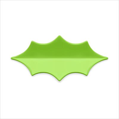 Realistic glossy bauble green leaf with ornamental edges for winter holiday Christmas tree