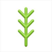 Vertical green branch with sharp needles realistic illustration vector