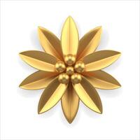 Realistic golden flower with petals and ball center decorative 3d template top view vector