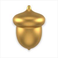 Premium metallic glossy golden acorn realistic toy 3d template decorative design illustration vector