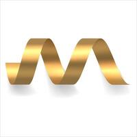 Premium realistic golden gradient metallic glossy wide twisted confetti horizontal party vector